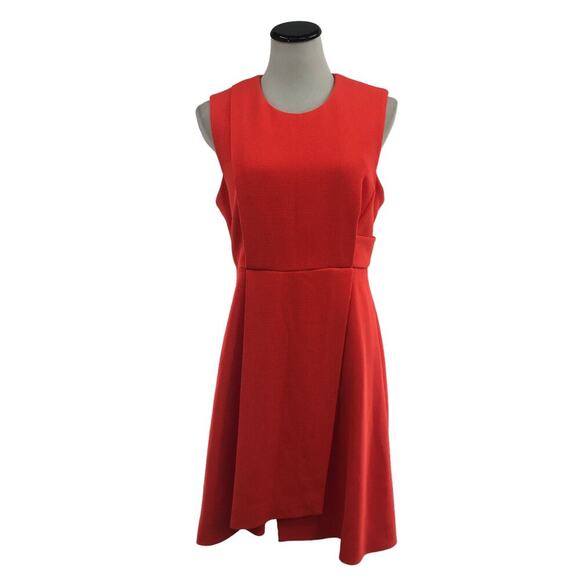 Whistles Textured Sleeveless Flare Dress Waffle Knit In Bright Orange 10 - Picture 5 of 12